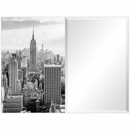 SOLID STORAGE SUPPLIES My New York Rectangular Beveled Mirror on Free Floating Printed Tempered Art Glass SO2966225